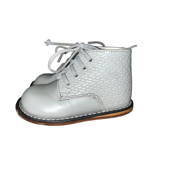 Vintage Style Josmo Baby First Walker Boots In Gray Textured Leather Size 4 Used - Picture 11 of 13